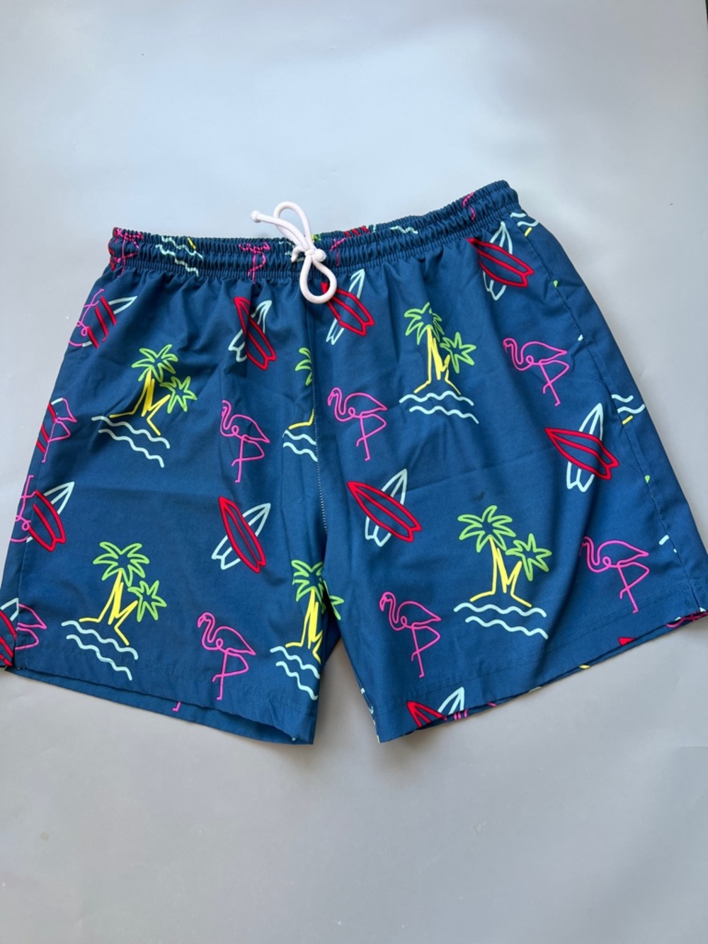 Men's Navy Tropical Print Swim Shorts